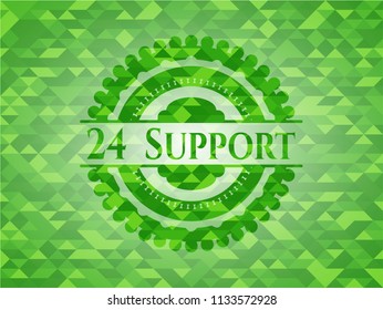 24 Support green emblem with mosaic background