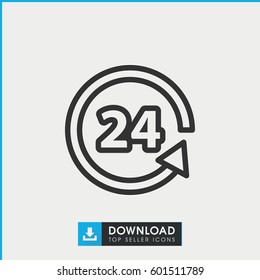 24 support icon. simple outline 24 support vector icon. on white background.