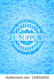 24 Support light blue emblem. Mosaic background