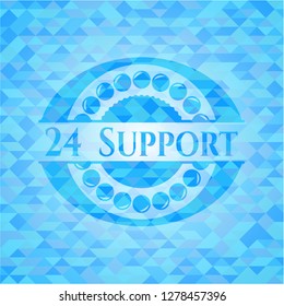 24 Support light blue mosaic emblem