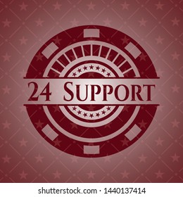24 Support red emblem. Vintage. Vector Illustration. Detailed.