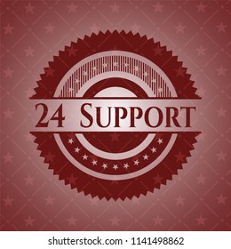 24 Support retro style red emblem
