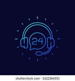 24 support service thin line icon