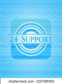 24 Support water wave representation badge background.