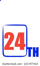 24 th Ordinal Numbers counting vector art illustration with fantastic font and blue red color - 24 th anniversary - happy birthday