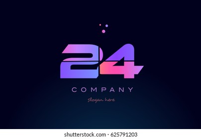 24 twenty four pink blue purple number digit numeral dots creative company logo vector icon design template