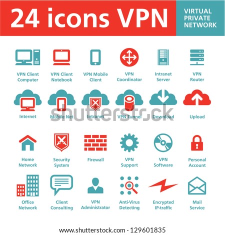 24 Vector Icons VPN (Virtual Private Network)