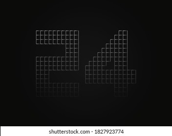 24 vector number made of metal chain link fence. For logo, brand label, design elements, application and more. 

