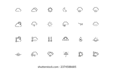 24 Weather Icons. Vector Icon Set.