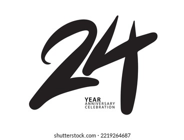 24 year anniversary celebration black color logotype vector, 24 number design, 24th Birthday invitation, logo number design vector illustration
