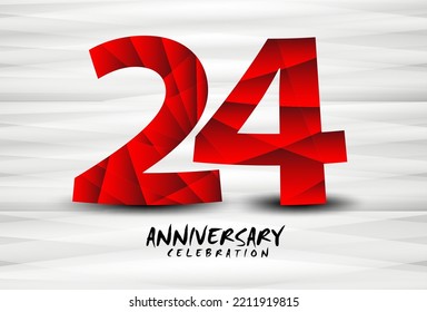 24 Year Anniversary Celebration Logo red polygon vector, 24 Number Design, 24th Birthday Logo, Logotype Number, Vector Anniversary For Celebration, Invitation Card, And Greeting Card 