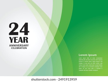 Logotipo de la celebración del aniversario de 24 años en el fondo verde para el cartel, Anuncio, folleto, folleto, folleto, folleto, Web, invitaciones o tarjeta de felicitación, diseño del número 24, invitación de cumpleaños 24 