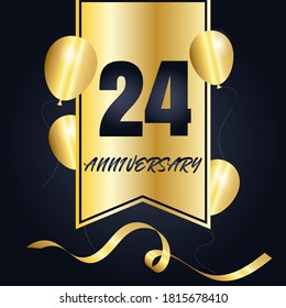 24 años de celebración, diseño vectorial para celebraciones, tarjetas de invitación y tarjetas de felicitación