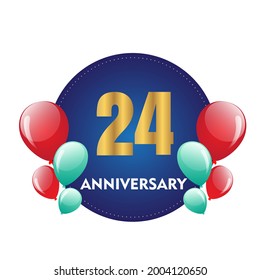 24 años de celebración, diseño vectorial para celebraciones, tarjetas de invitación y tarjetas de felicitación
