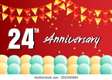 24 year anniversary celebration, vector design for celebrations, invitation cards and greeting cards