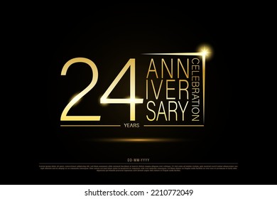 24 year anniversary golden gold logo on black background, vector design for celebration.