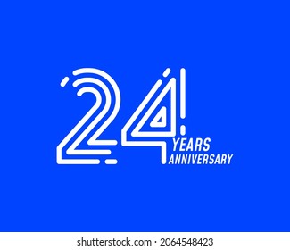 24 year anniversary logo design. Simple line number for celebration. Minimalist digital stripe