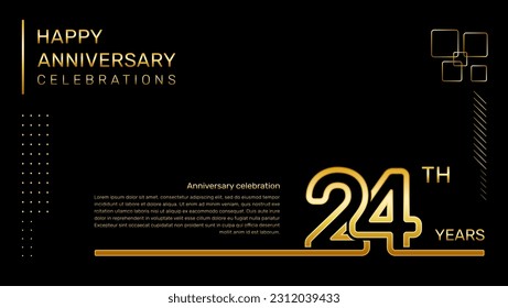 24 year anniversary template with gold color number and text, vector template