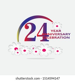 24 Year Anniversary Vector Template Design Illustration