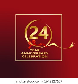 24 Year Anniversary Vector Template Design Illustration