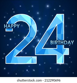 24 year birthday celebration label, 24th anniversary decorative polygon emblem - vector illustration