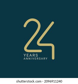 24 Years, 24th Anniversary Logo, 24 birthday,  Vector Template Design element for birthday, invitation, wedding, jubilee and greeting card illustration.