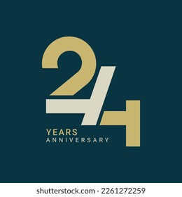 24 Years, 24th Anniversary Logo, 24 birthday,  Vector Template Design element for birthday, invitation, wedding, jubilee and greeting card illustration.