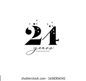 24 years anniversary or birthday celebration design template Vector.