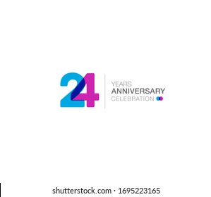 24 years anniversary or birthday celebration design template Vector.