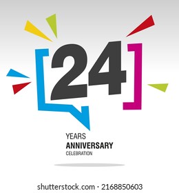 24 Years Anniversary celebration colorful white modern number logo icon banner