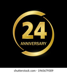 24 years anniversary celebration with elegant golden color and ring for anniversary celebration 