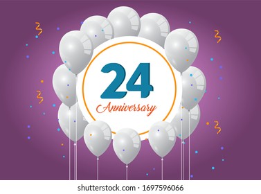 24 years anniversary celebration logo vector template design illustration