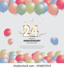 24 years anniversary celebration logo vector template design illustration
