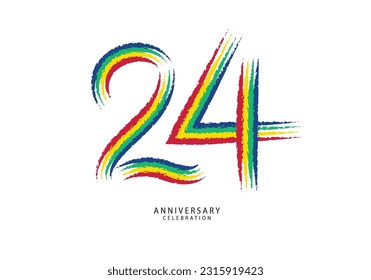 24 years anniversary celebration logotype colorful line vector, 24th birthday logo, 24 number design, anniversary template, anniversary vector design elements for invitation card, poster, flyer.