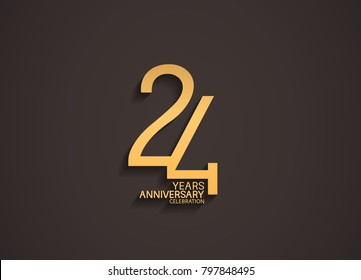 24 years anniversary celebration logotype with elegant gold color for celebration