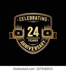 24 years anniversary celebration shield design template. 24th anniversary logo. Vector and illustration.