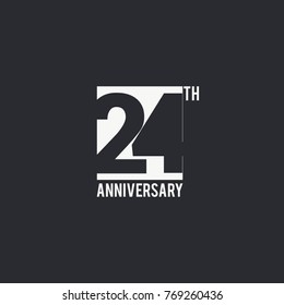 24 Years Anniversary celebration simple design. silhouette number inside white box vector illustration. logo type