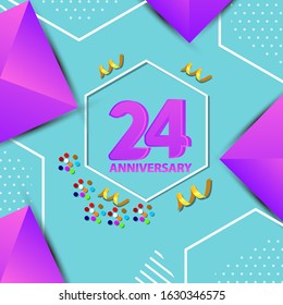 24 Years Anniversary Celebration Vector Template Design Illustration