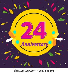 24 Years Anniversary Celebration Vector Template Design Illustration