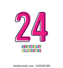 Ilustración de diseño de plantillas vectoriales de celebración de 24 años