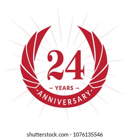 24 years anniversary. Elegant anniversary design. 24 years logo.