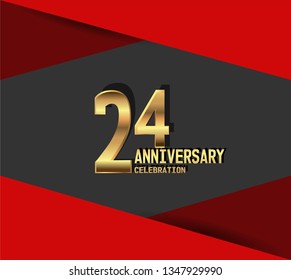 24 years Anniversary gold font with red fold on above and below font