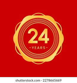 24 years anniversary, gold hexagon anniversary template with circular rope