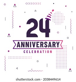 24 years anniversary greetings card, 24 anniversary celebration background free vector.