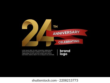 24 years anniversary logo with gold and red emblem on black background