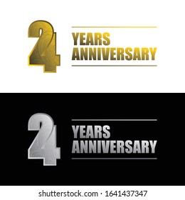 24 Years Anniversary Logo Template. Gold color graphic design element for 24 years anniversary birthday banner 
