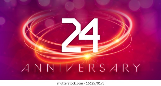 Plantilla de logo de 24 años sobre el fondo violeta del espacio futurista abstracto. 24º diseño de tecnología moderna celebrando números con elementos de diseño de concepto de tecnología digital de red de alta tecnología.