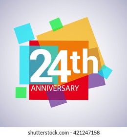 24 years anniversary logo, vector design birthday celebration with colorful geometric isolated on white background.