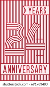 24 years anniversary logo. Vector and illustration. Line art anniversary design template.