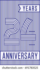 24 years anniversary logo. Vector and illustration. Line art anniversary design template.